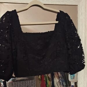 New York & Company Black Lace Blouse